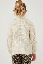 Load image into Gallery viewer, Girls Zip Up Puff Sleeve Knit Jacket