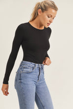 Load image into Gallery viewer, Ribbed Crew Neck Bodysuit in Black