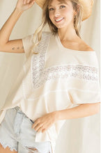 Load image into Gallery viewer, Lace Trim V Neck Tee