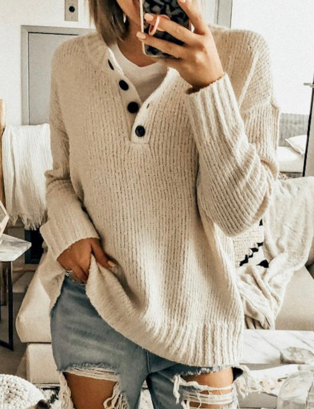 Button Up Relaxed Fit Sweater