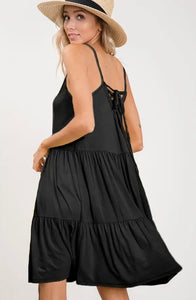 Southern Lace Back Dress- Black