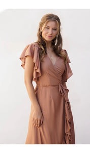 Carmen Maxi Dress- Brown Gold