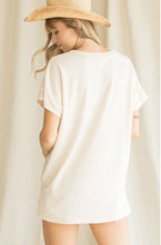 Load image into Gallery viewer, Lace Trim V Neck Tee