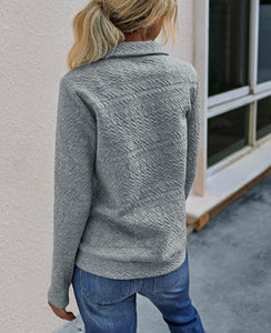 Zip Front Textured Sweatshirt